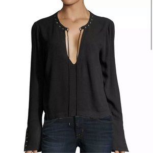 Free People Jump to The Beat Blouse Black